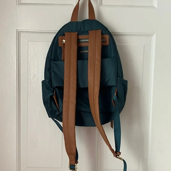 LAUNDRY teal backpack nylon & vegan leather 15 x 12” EUC - Picture 6 of 12